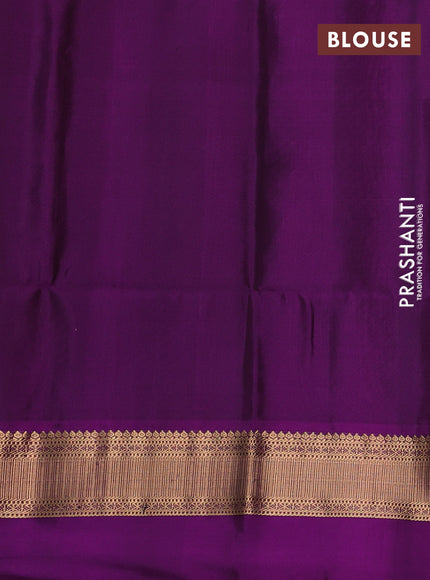 Pure soft silk saree mehendi green and purple with allover self emboss & zari weaves and zari woven simple border