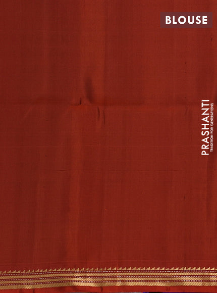Pure soft silk saree blue and rustic orange with zari woven buttas and zari woven border