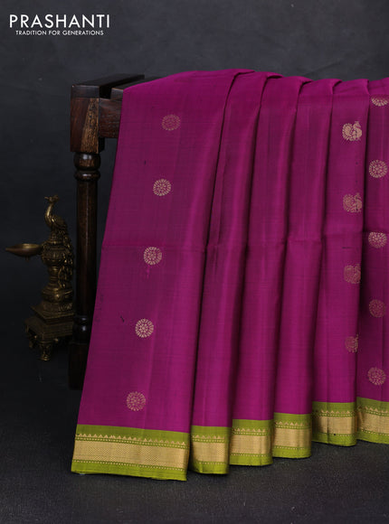 Pure soft silk saree purple and light green with zari woven buttas and zari woven border
