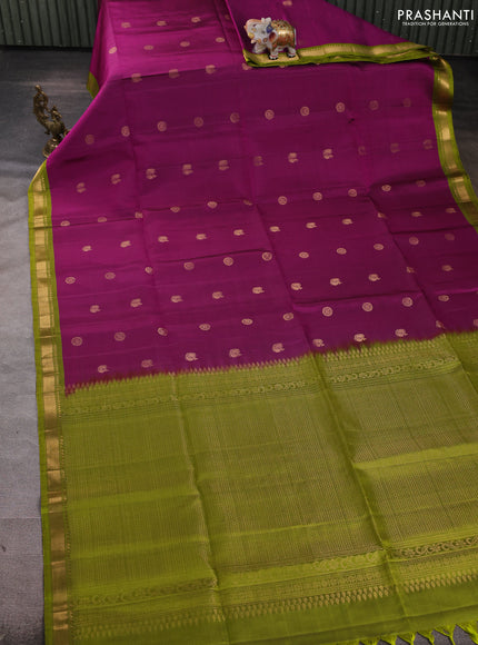 Pure soft silk saree purple and light green with zari woven buttas and zari woven border