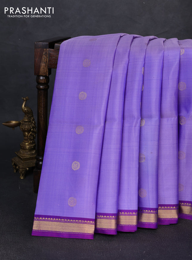 Pure soft silk saree lavender and purple with zari woven buttas and zari woven border