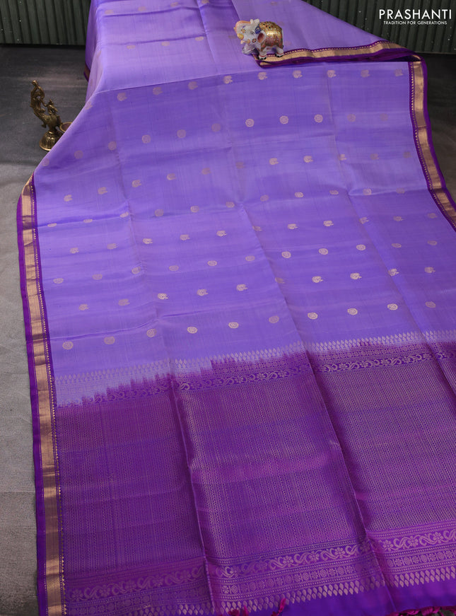 Pure soft silk saree lavender and purple with zari woven buttas and zari woven border