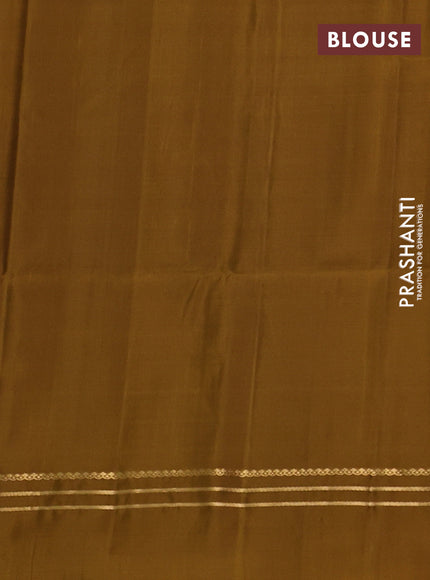 Pure soft silk saree dark mustard with allover rudhraksha zari woven buttas and zari woven simple border