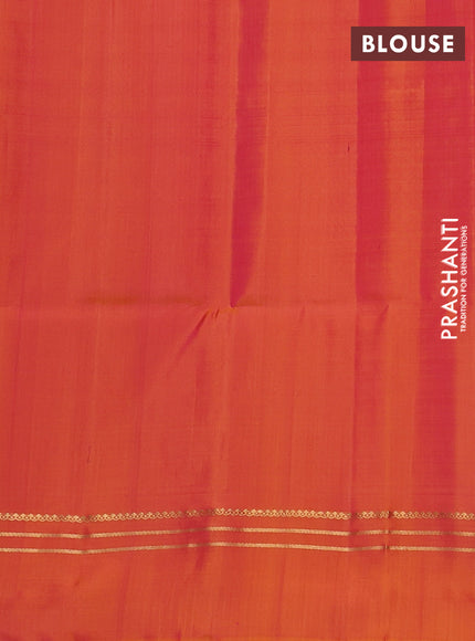 Pure soft silk saree dual shade of pinksh orange with allover rudhraksha zari woven buttas and zari woven simple border