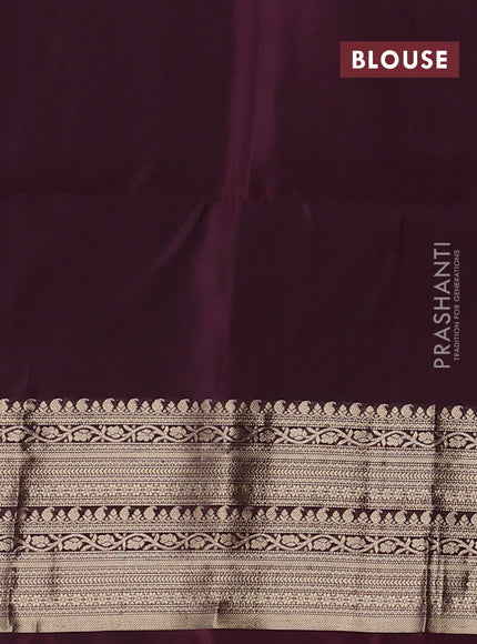 Pure soft silk saree wine shade with zari woven floral buttas and zari woven border