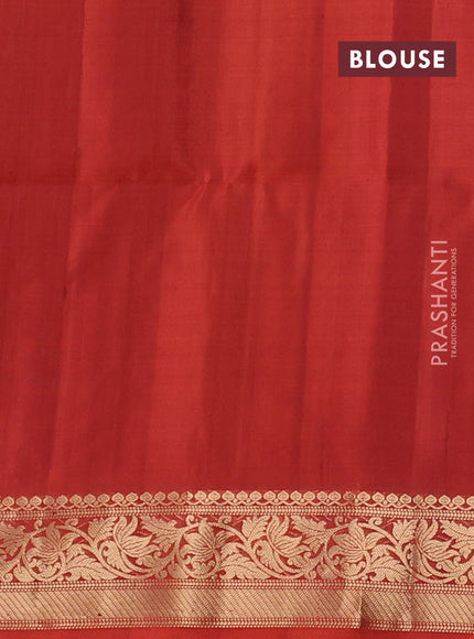 Pure soft silk saree pastel blue and rustic orange with zari woven buttas and rich zari woven border