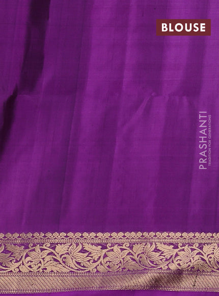 Pure soft silk saree blue and purple with zari woven buttas and rich zari woven border