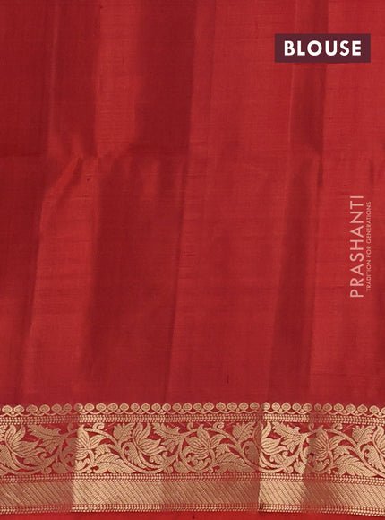 Pure soft silk saree maroon and rustic orange with zari woven buttas and rich zari woven border