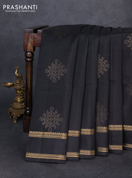 Pure soft silk saree black with zari woven rangoli buttas and rettapet zari woven border