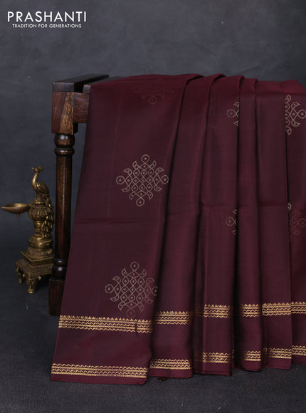 Pure soft silk saree coffee brown with zari woven rangoli buttas and rettapet zari woven border