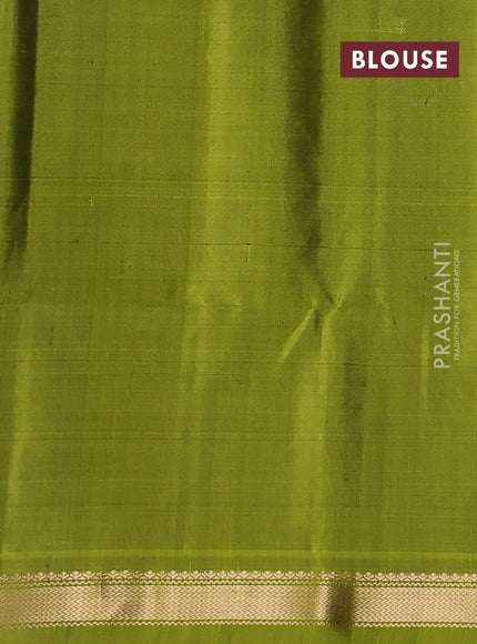 Pure soft silk saree bottle green and light green with zari woven floral buttas and zari woven simple border