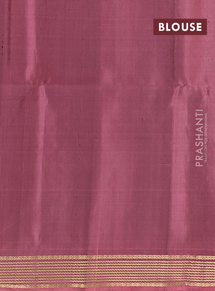 Pure soft silk saree purple and dark peach with zari woven buttas and zari woven border