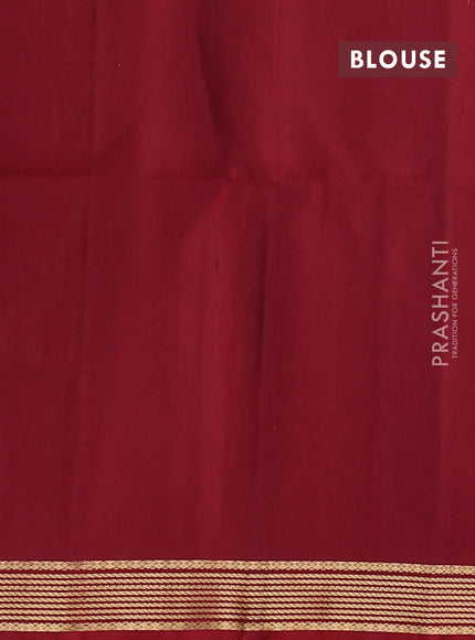 Pure soft silk saree mehendi green and maroon with zari woven buttas and zari woven border