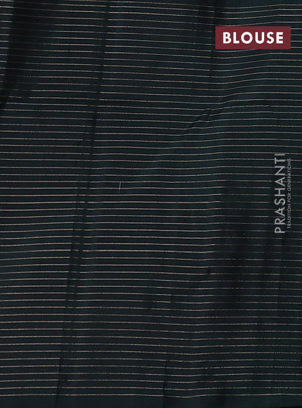 Pure soft silk saree bottle green with plain body and long zari stripe butta border