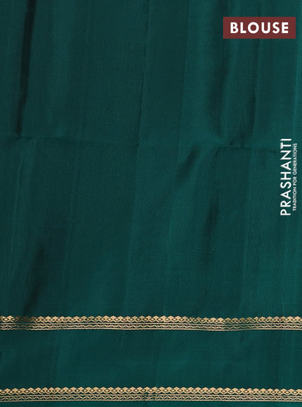 Pure soft silk saree teal green with allover zari weaves & buttas and rettapet zari woven border