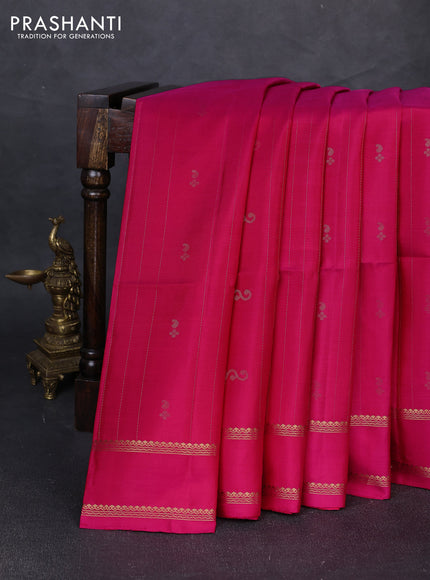 Pure soft silk saree pink with allover zari weaves & buttas and rettapet zari woven border