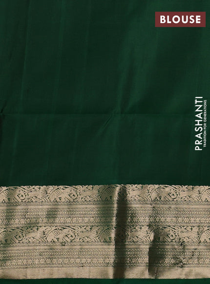 Pure soft silk saree dark mustard and bottle green with zari woven buttas and zari woven border