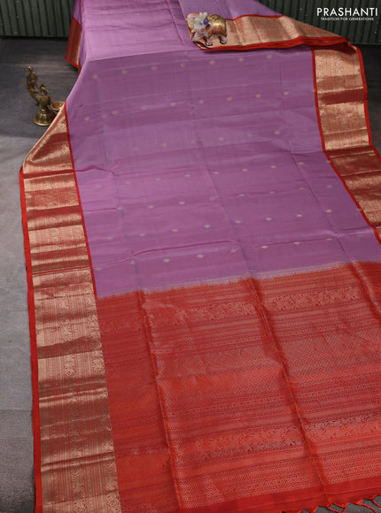 Pure soft silk saree mauve pink and rustic orange with zari woven buttas and zari woven border
