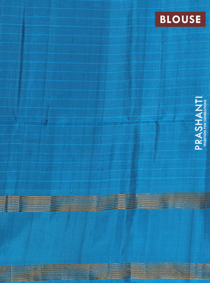 Pure soft silk saree deep wine and cs blue with allover zari stripe pattern and rettapet zari woven border