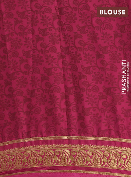 Semi mysore silk saree lime green and wine shade with allover prints and zari woven border