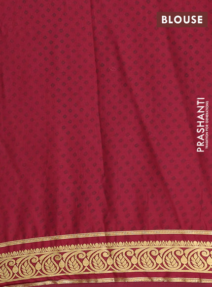 Semi mysore silk saree sandal and deep maroon with allover prints and zari woven border