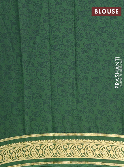 Semi mysore silk saree lime green and green with allover prints and zari woven border
