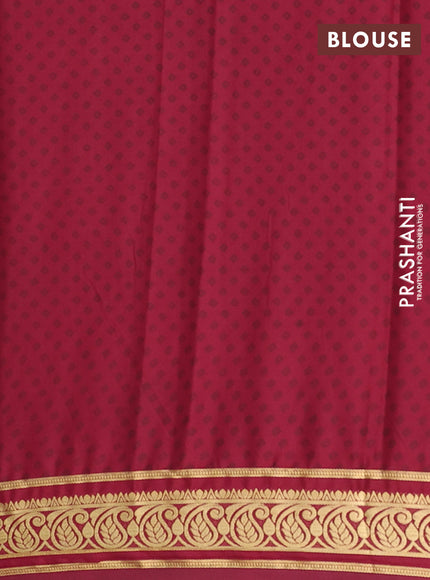 Semi mysore silk saree peach pink with allover prints and zari woven border