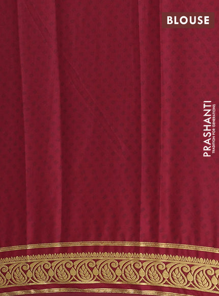 Semi mysore silk saree dark sandal and deep maroon with allover prints and zari woven border