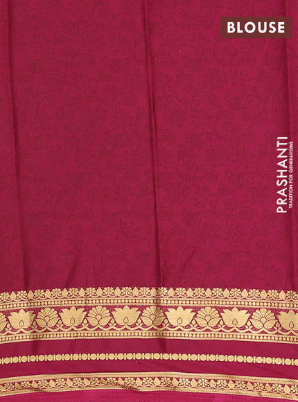 Semi mysore silk saree cream and wine shade with allover prints and zari woven border