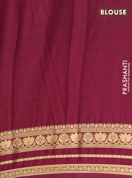 Semi mysore silk saree rust shade and deep wine with allover prints and zari woven border