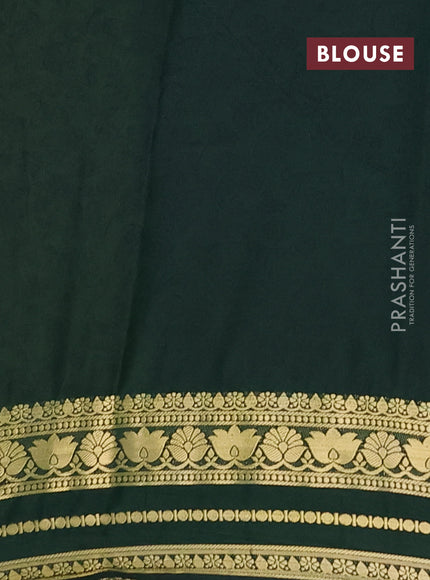 Semi mysore silk saree lime green and green with allover prints and zari woven border