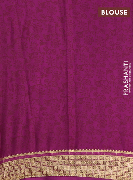 Semi mysore silk saree pastel pink and purple with allover prints and small zari woven border