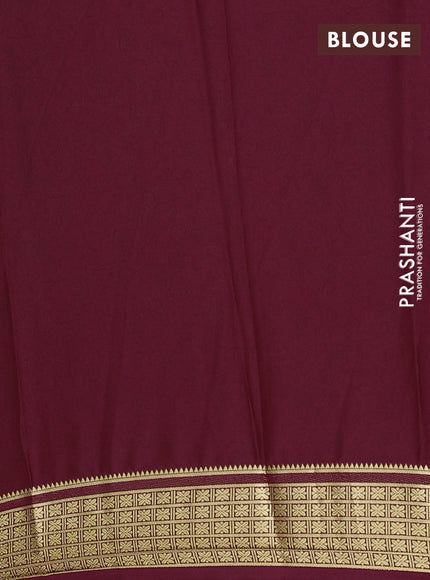 Semi mysore silk saree red and deep maroon with allover prints and small zari woven border