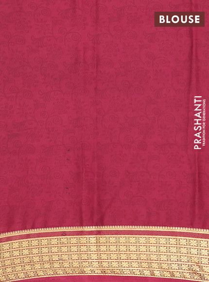 Semi mysore silk saree sandal and deep maroon with allover prints and small zari woven border
