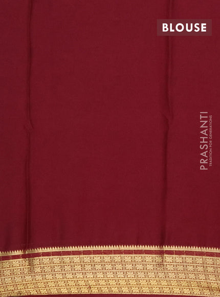 Semi mysore silk saree mauve pink and maroon with allover prints and small zari woven border