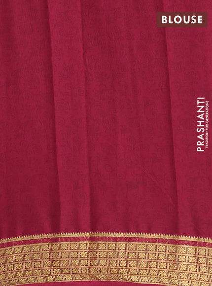 Semi mysore silk saree rust shade and maroon with allover prints and small zari woven border