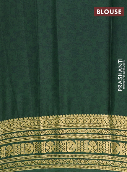 Semi mysore silk saree light green and green with allover prints and zari woven border