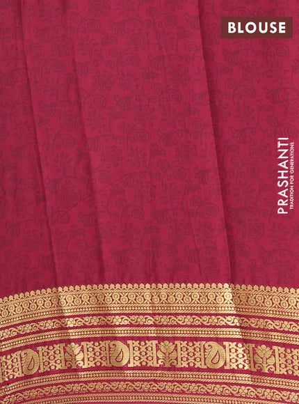 Semi mysore silk saree rust shade and maroon with allover prints and zari woven border