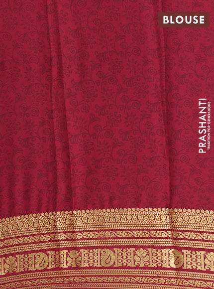 Semi mysore silk saree dark mustard and deep maroon with allover prints and zari woven border
