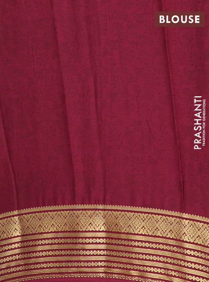 Semi mysore silk saree sandal and deep maroon with allover floral prints and zari woven border