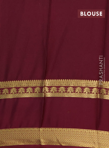 Semi mysore silk saree peach shade and deep maroon with allover floral prints and rettapet zari woven border