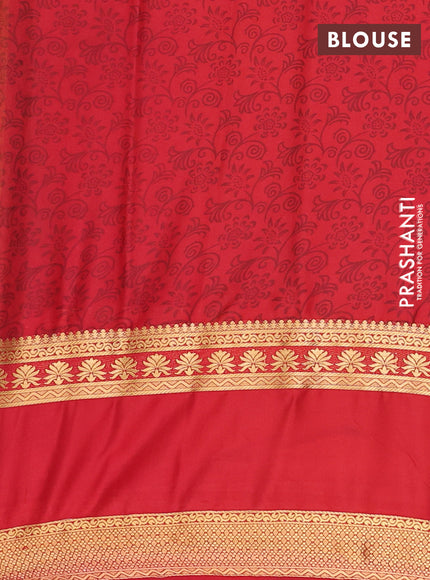 Semi mysore silk saree yellow and red with allover floral prints and rettapet zari woven border