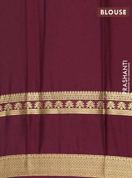 Semi mysore silk saree peach pink and coffee brown with allover floral prints and rettapet zari woven border