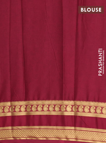 Semi mysore silk saree pink and deep maroon with allover floral prints and rettapet zari woven border
