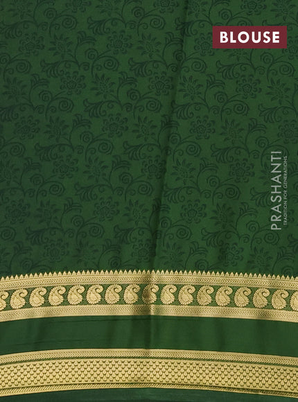 Semi mysore silk saree yellow and green with allover floral prints and rettapet zari woven border