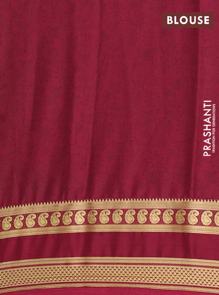 Semi mysore silk saree sandal and deep maroon with allover floral prints and rettapet zari woven border