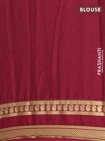 Semi mysore silk saree purple and deep maroon with allover floral prints and rettapet zari woven border