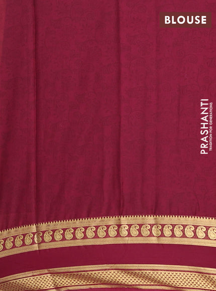 Semi mysore silk saree rust shade and deep maroon with allover floral prints and rettapet zari woven border