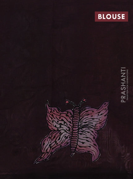 Silk cotton saree light pink and maroon with kalamkari applique work and piping border