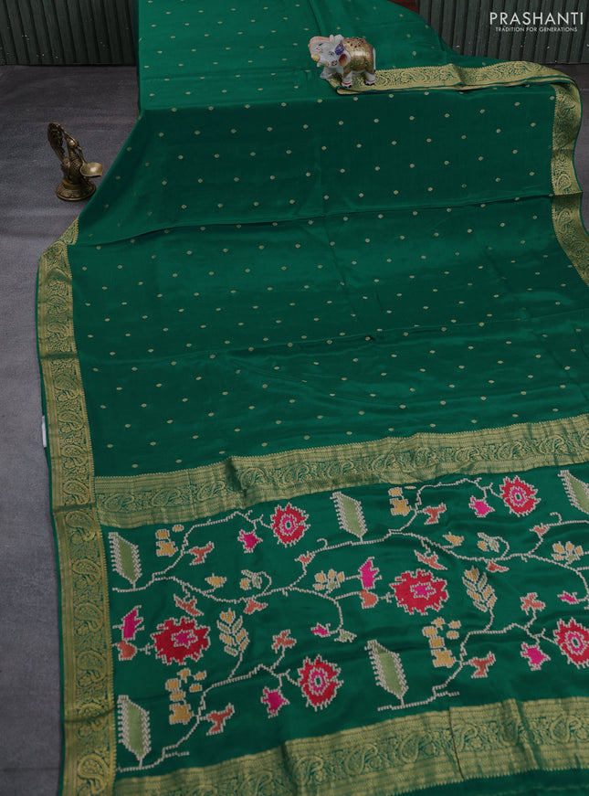 Pure mysore silk saree green with allover zari woven buttas and embroidery pallu